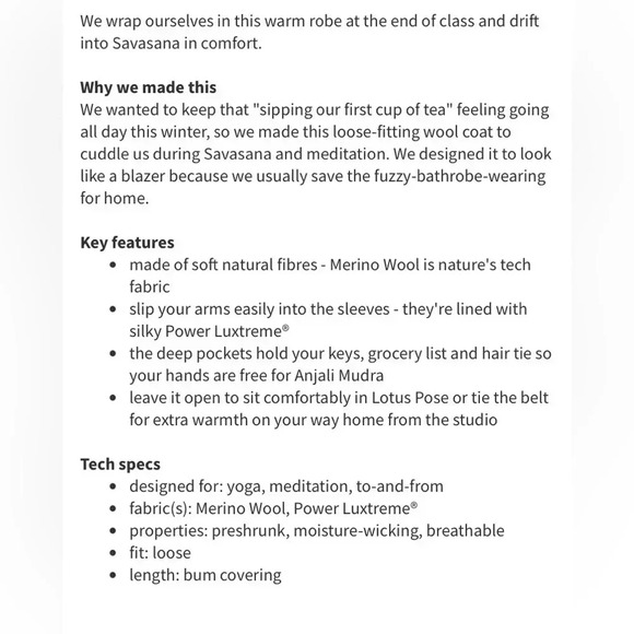 Lululemon | Clutch Coat -  Merino Wool - Picture 15 of 15